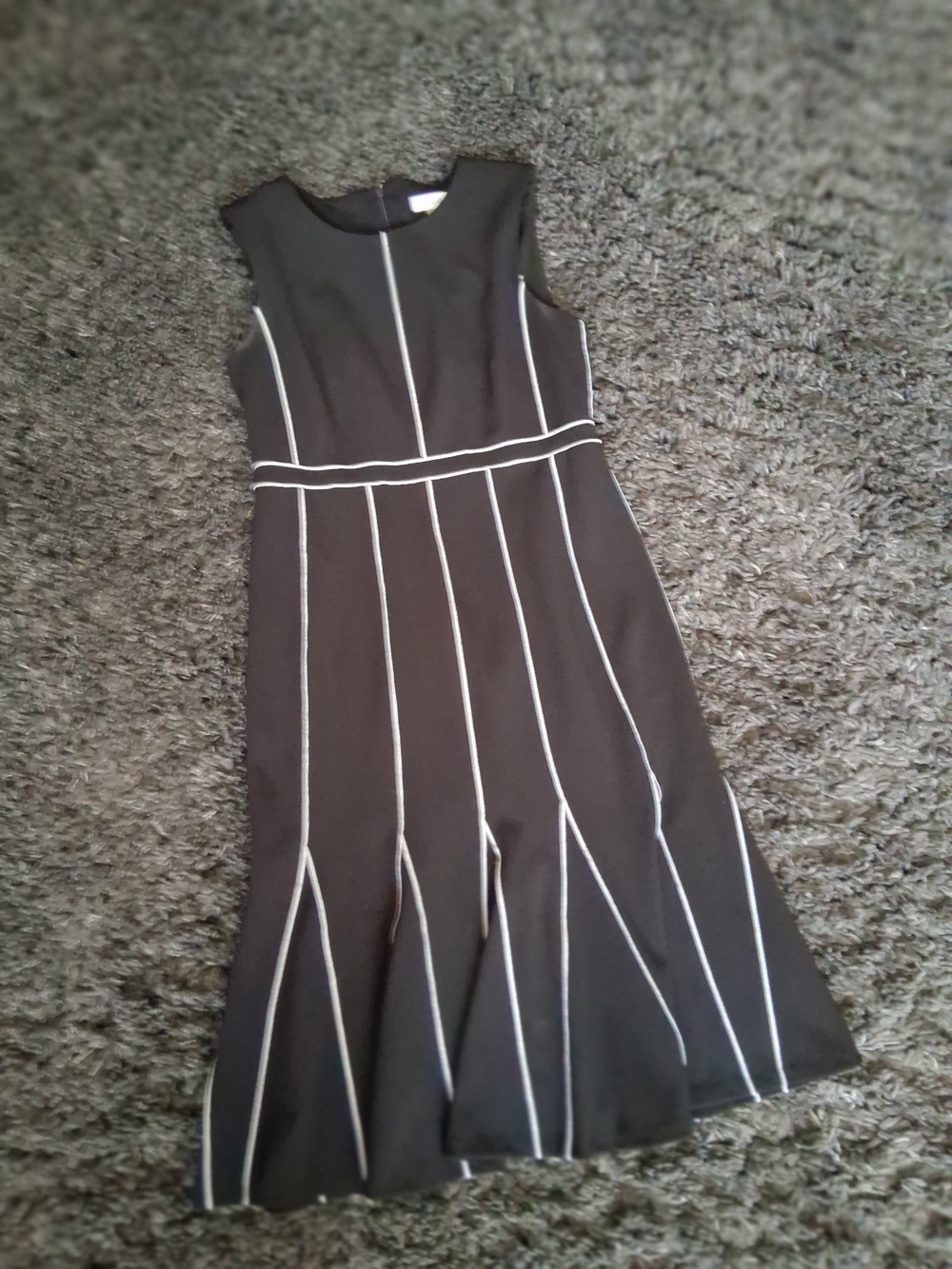 Calvin Klein Black Midi Dress with White Piping